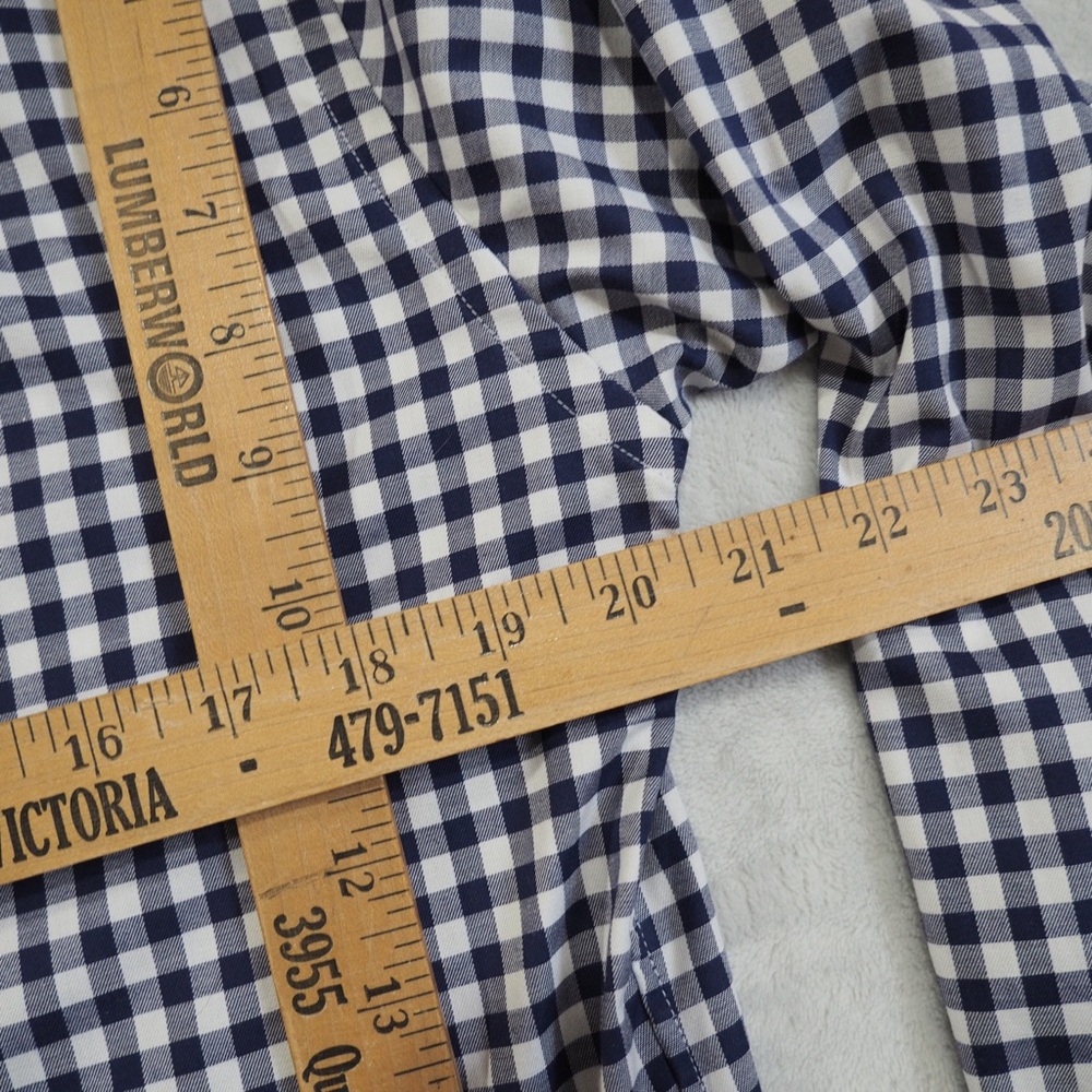 Eton Navy and White Gingham Button-Down Shirt - Picture 12 of 13